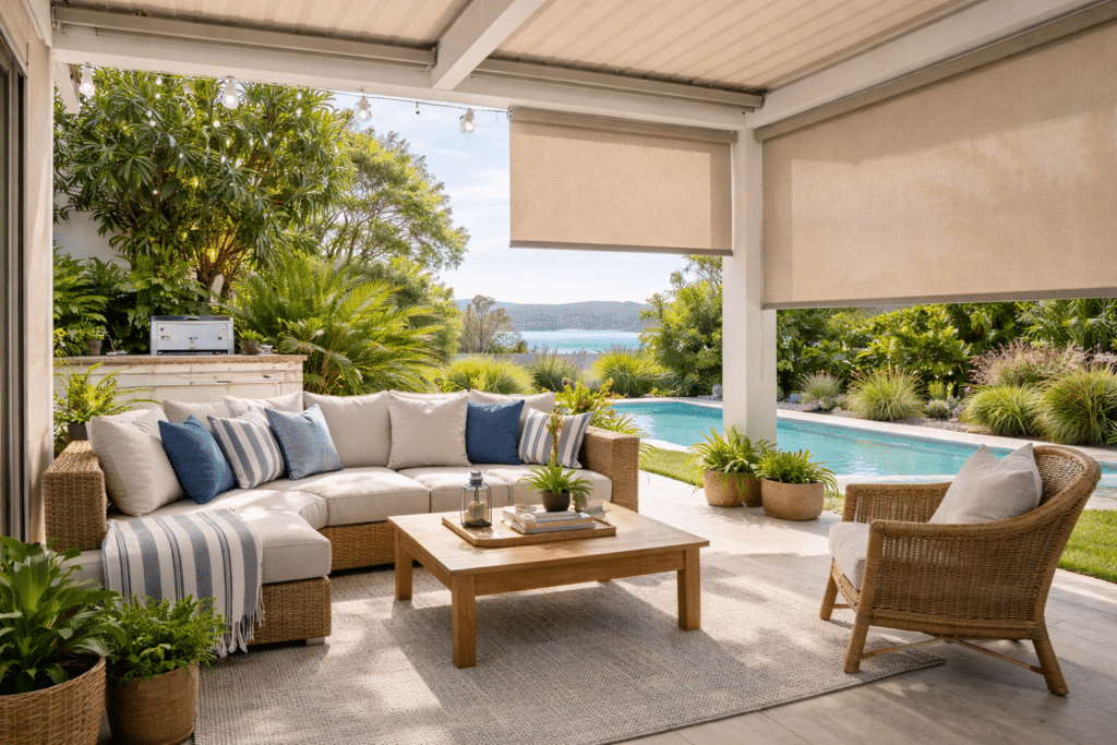 Awnings and outdoor blinds system